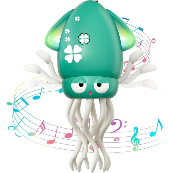 Dancing Octopus Baby Toy, Electric Crawling Octopus Tummy Time Toy, Rechargeable Magic Dancing Music Squid for 3 4 5 6 Year Old Kids Boy Girl Birthday Gifts, Funny Squid for Office Desk Decor