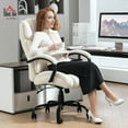 thumbnail image 2 of CZMDZH Big and Tall Executive Office Chair 485lbs with Wide Seat, High Back Computer Desk Chair with Tilt, Adjustable Height, Cream White, 2 of 9