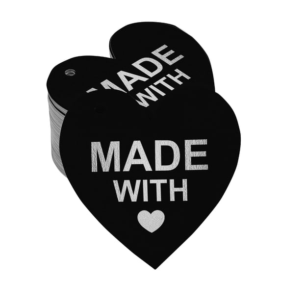 Inkdotpot Real Silver Foil Made With Love Wedding Tag Favor Hang Paper Tag 50 Pieces