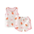 thumbnail image 3 of Jinhomg Toddler Baby Summer Outfits Casual Sleeveless Cartoon Graphic Tank Tops with Shorts Lightweight Comfy Cotton Lounge Sets for Boys and Girls White 18 Months, 3 of 4