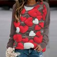 thumbnail image 2 of VALMASS Chandails en Molleton Col Rond pour Femmes Saint-Valentin Imprimé Floral Manches Longues Mode Décontractée Blouses Sans Capuche (TG, Rouge), 2 of 4
