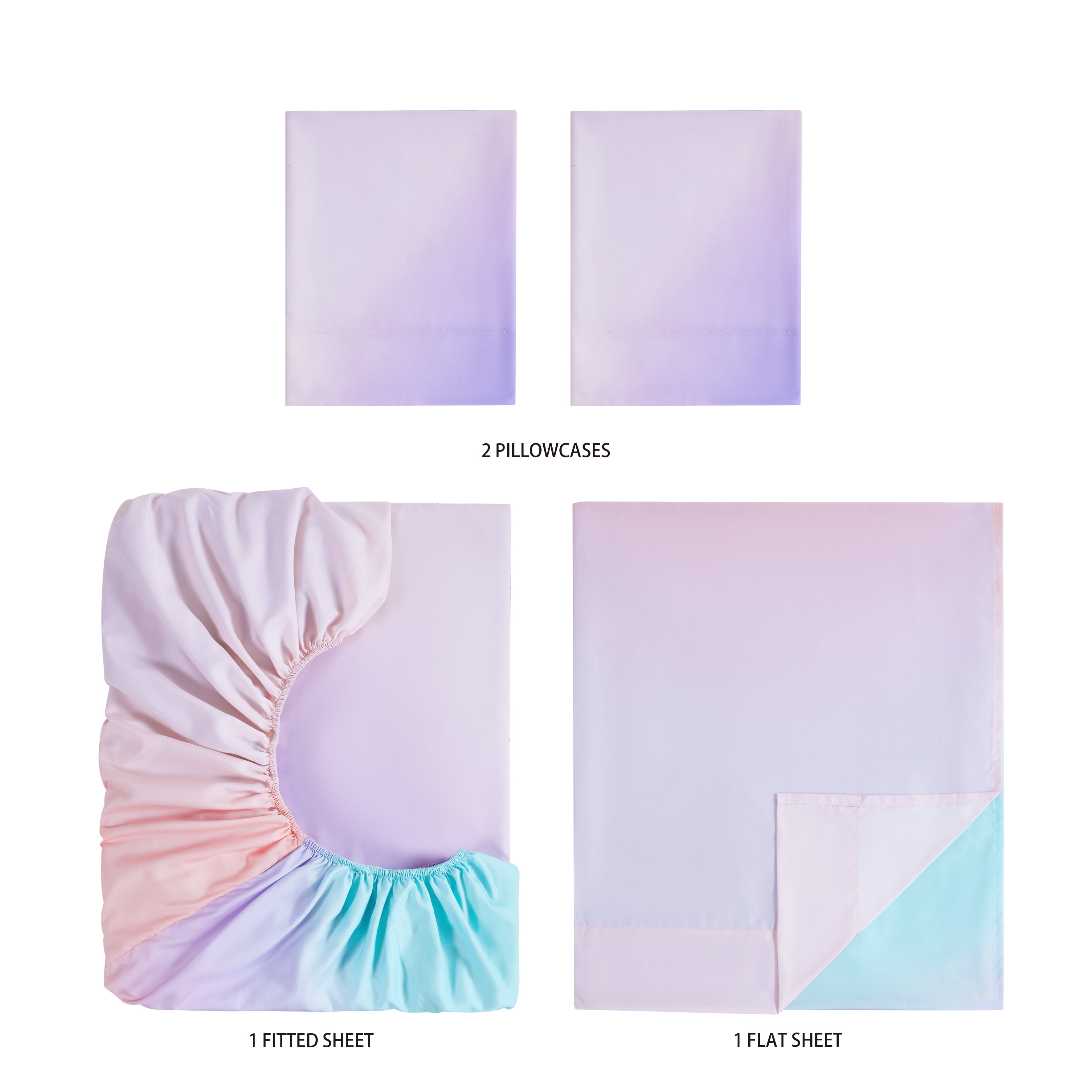 Your Zone Kids Super Soft Microfiber Sheet Set, Ombre, Full, 4 Piece