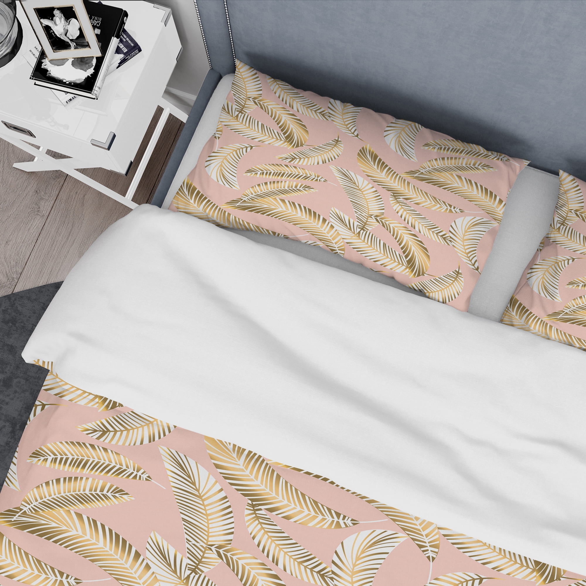 Designart 'Golden Foliage IV' Mid-Century Modern Duvet Cover Set