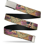Buckle-Down unisex-adults Web Belt, Wonder Woman Strength  Power, 1.5 Wide-Fits up to 42 Pant Size