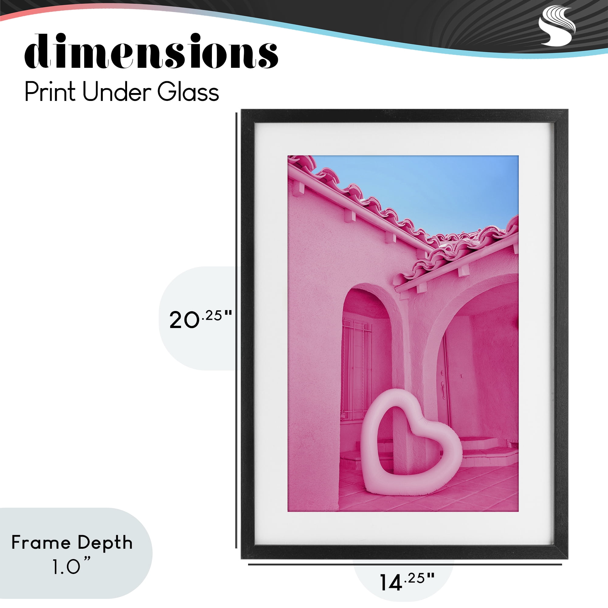 Stupell Industries Pink Pop Heart at Villa Black Framed Print Under Glass, design by LISH Creative