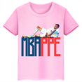 thumbnail image 3 of Camiseta de algodón rosa de verano de manga corta con estampado de Mbappé para niños, ropa informal para niños y niñas, camisetas deportivas, 3 of 5