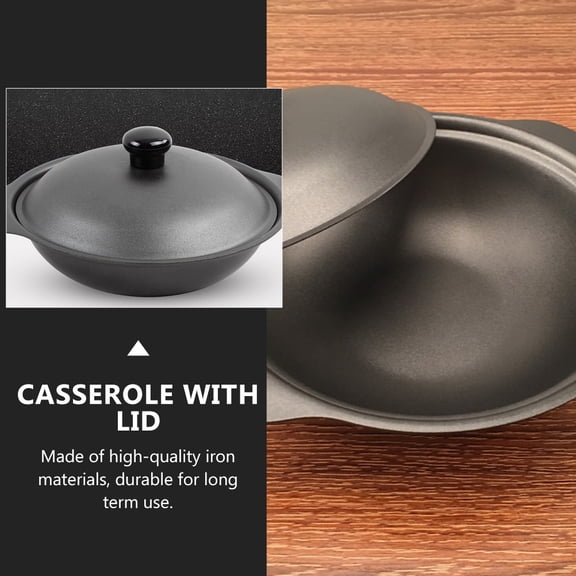 DEEPCRAFF Small Iron Casserole Pot with Lid, Kitchen Cooking Pot in Assorted Colors, Ideal for Everyday Home Use
