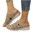 thumbnail image 7 of Viluyesy Women's Wedge Sandals, Slip-On Open Toe Soft Sole Summer Casual Breathable Comfortable Shoes Khaki, 7 of 7