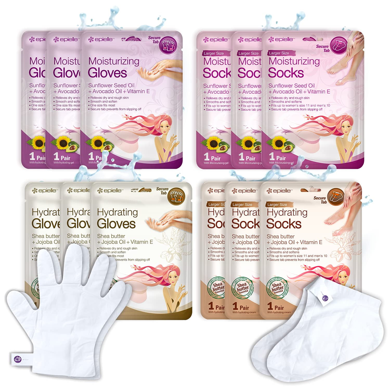 Epielle Hydrating & Moisturizing Gloves & Socks Masks Combo 12pk for