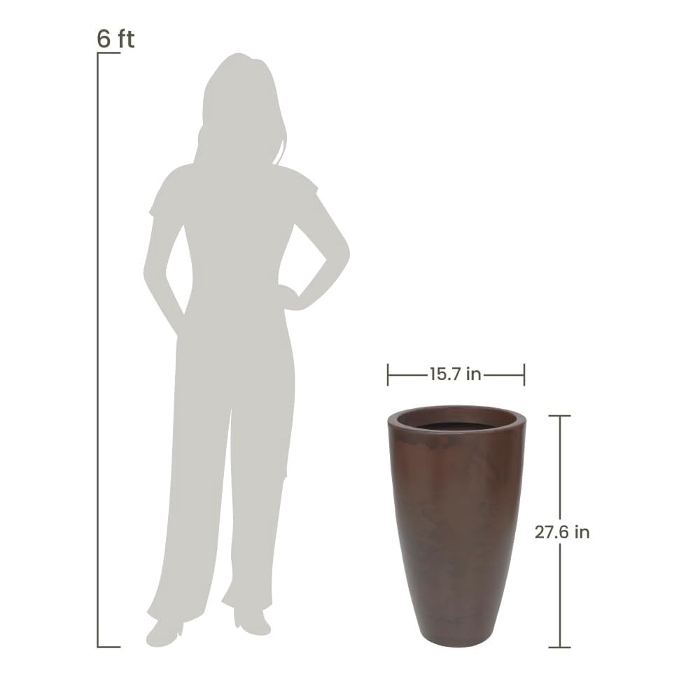 Ecobo 27.6-Inch Tall Eco-Friendly Round Pot Planter | Indoor/Outdoor Use, Durable, Versatile, and Lightweight | Contemporary All-Weather Design by Brazilian Artisans - Brown
