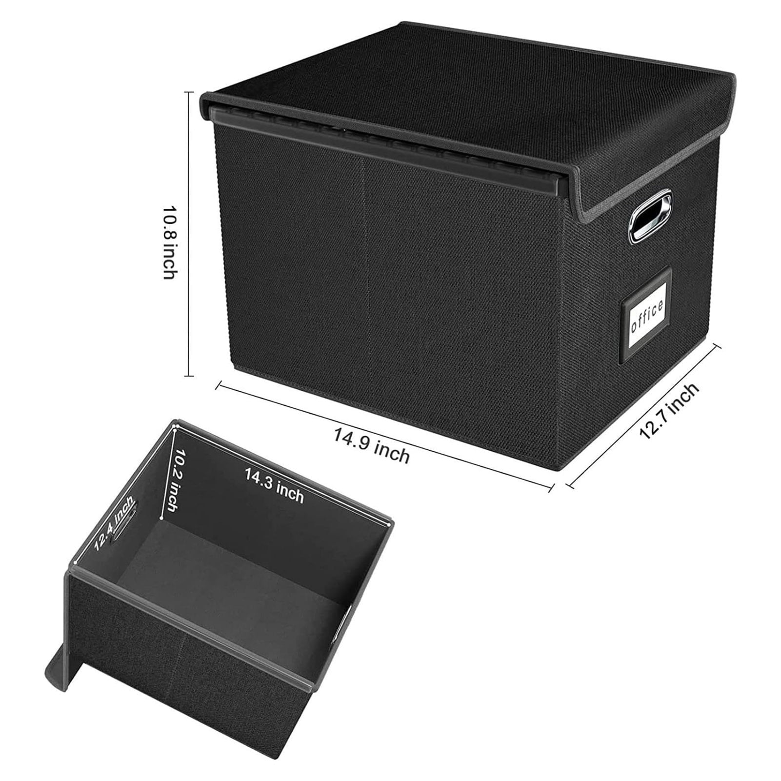 Sylvtty File Storage Box with Lid Hanging Office Document Organizer Metal Handle Legal Letter Size Foldable File Storage Bin