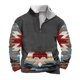 thumbnail image 2 of Sudadera sin capucha para hombre, informal, a la moda, con cuello alto, estampado étnico, cremallera, jersey de manga larga, blusa de poliéster para hombre, 2 of 5