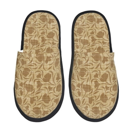 

Sikiie Brown Flowers Fuzzy Slip-on Slippers Warm Cozy Soft Lightweight Memory Foam Indoor House ShoesMedium