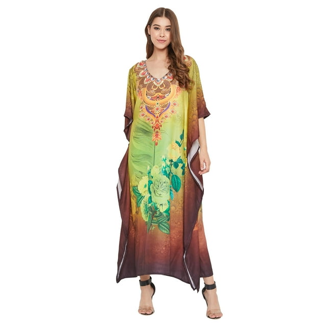 Robe Kaftan Longue Décontractée Ample à Manches Kimono pour Femmes Grande Taille, Tenue de Villégiature, Robe de Soirée, Fête, Été, Plage, Couvre-Maillot