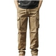 thumbnail image 2 of Quinlirra Men's Pants Stretch Men's Casual Fashion Outdoors Multi-Pocket Banded Solid Color Cargo Full Length Pants, 2 of 5
