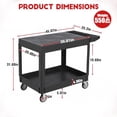 thumbnail image 7 of Heavy Duty Plastic Utility Cart, 550-lb Utility Service Cart, Work Cart Tub Storage W/Deep Shelves and Swivel Wheels, 2 Tier Service Cart for Warehouse,Garage, Cleaning, 7 of 7