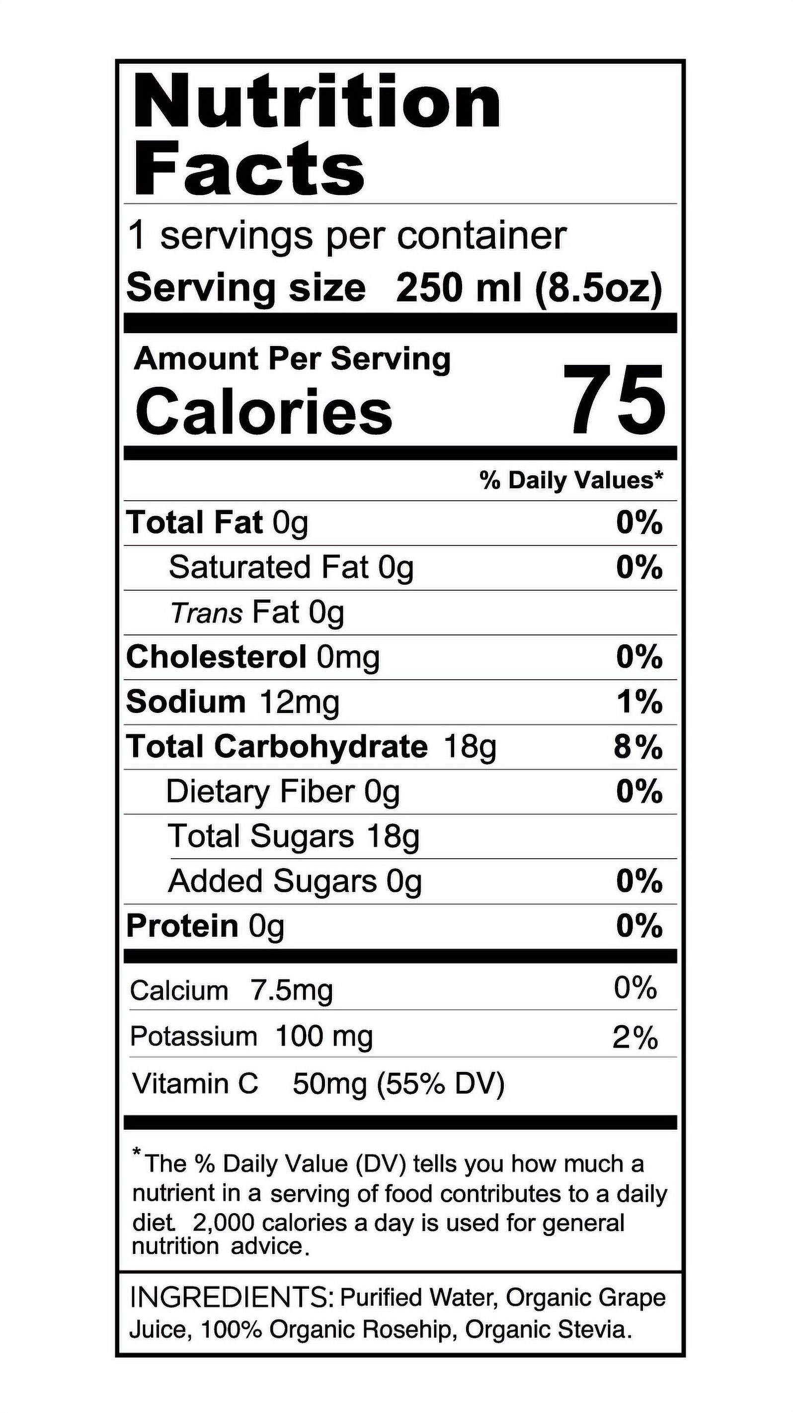 NADI - Wild Rosehip + Grape Juice - USDA Organic, Rich in Vitamin C & Antioxidants, NO added Sugar, Non GMO, Vegan, & Gluten Free (8.5 oz, 12 Pack)