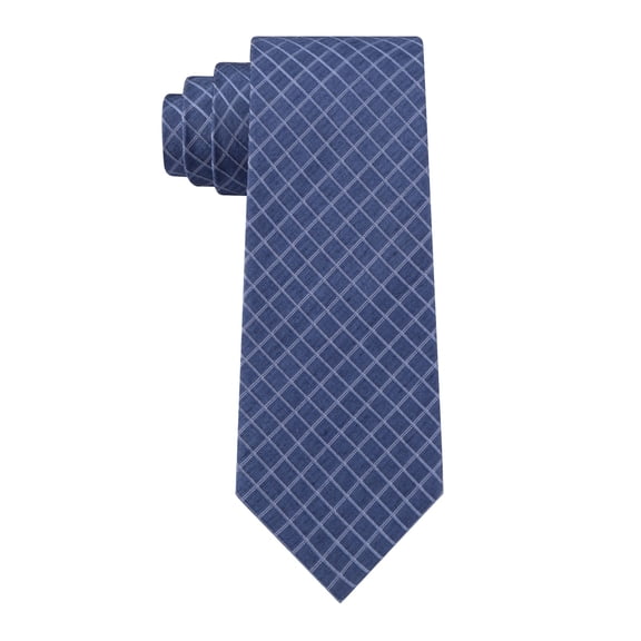CALVIN KLEIN Mens Blue Gingham Slim Neck Tie