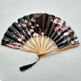 thumbnail image 1 of CreativeArrowy Summer Chinese Style Handheld Folding Dance Fan Vintage Silk Bamboo Flower Fan Birthday Present Home Party Wedding Decorations, 1 of 10