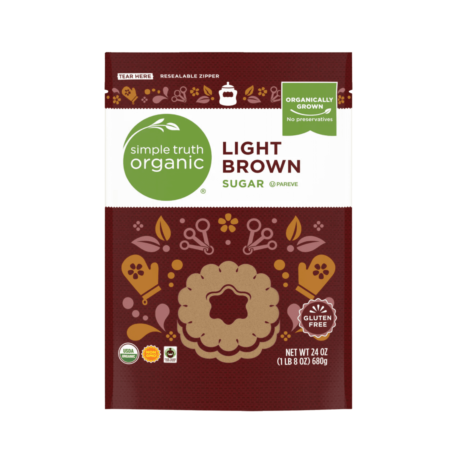 Simple Truth Organic  Light Brown Sugar , 24 oz , 2 Pack + Bonus