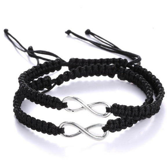 YongCo 2pieces for Infinity Love Couples Bracelets Figure 8 Matching Bracelets Adjustable Braided Rope for Best Friends