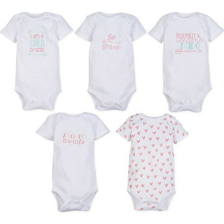 UPC: 0752830073722 | MiracleWear Cute Kid’s Bodysuit Outfits (5-Pack) Boy Girl & Neutral Unisex Daywear Print Clothing Set (0-3 Months Size)
