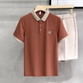 thumbnail image 2 of Mens Soft Embroidery Contrast Color Lapel Short Sleeve Shirt Loose Business Tops, 2 of 8