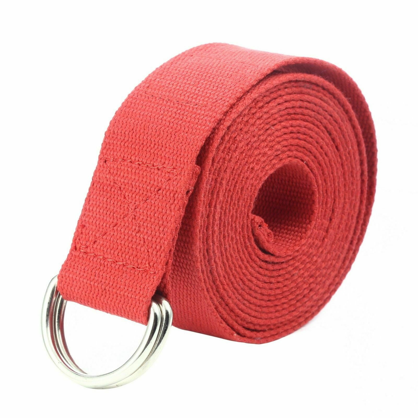 125 Inch/10.5 Feet/3.2M Fitness Exercise Yoga Strap Durable Cotton Metal D-Ring 