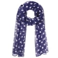thumbnail image 1 of INSPIRAR CHIC Bufanda de Chiffon con Lunares de los Años 50 para Mujeres, Chal de Cabeza Largo Suave y Ligero Retro para Todas las Temporadas 63.0"x19.7" Azul Marino, 1 of 6