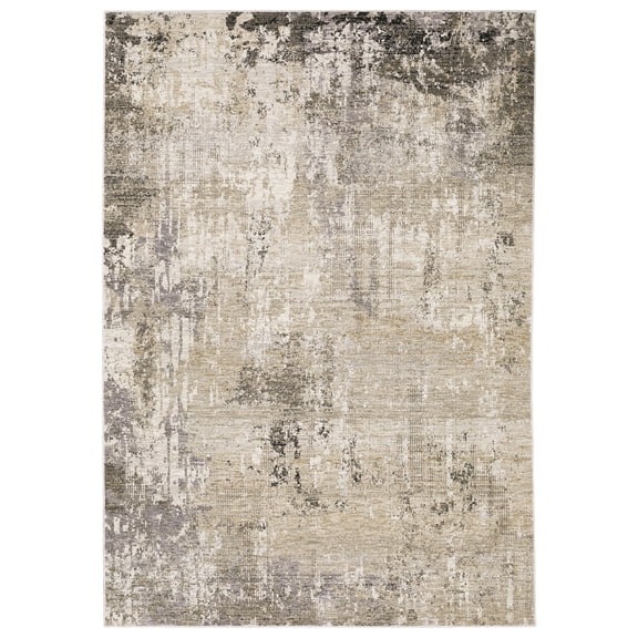 Oriental Weavers Nebulous Area Rug - 002X9 - 6'7" x 9'6" - in Beige/ Gray - Modern Style, Stain Resistant, Family and Pet Friendly , Dining, Living Room Rug