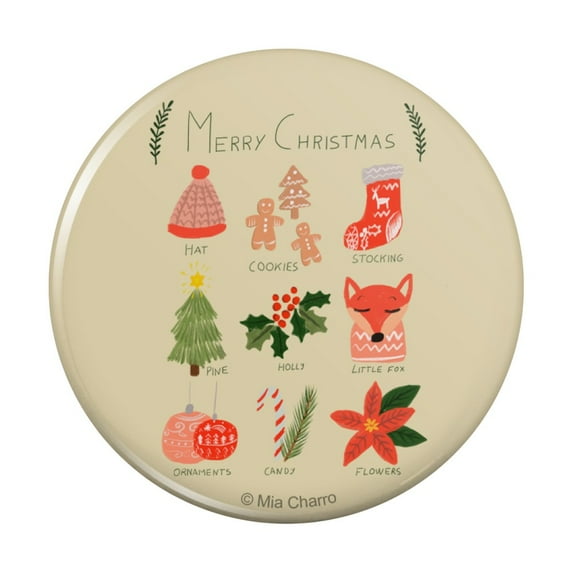 Making Christmas Merry with Cookies Holly Fox Pinback Button Pin