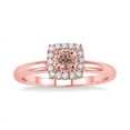 thumbnail image 2 of 1 Carat Princess Cut Morganite And Diamond Moissanite Halo Engagement Ring For Women In 14K Rose Gold, Promise Ring, Anniversary Gift, 2 of 3