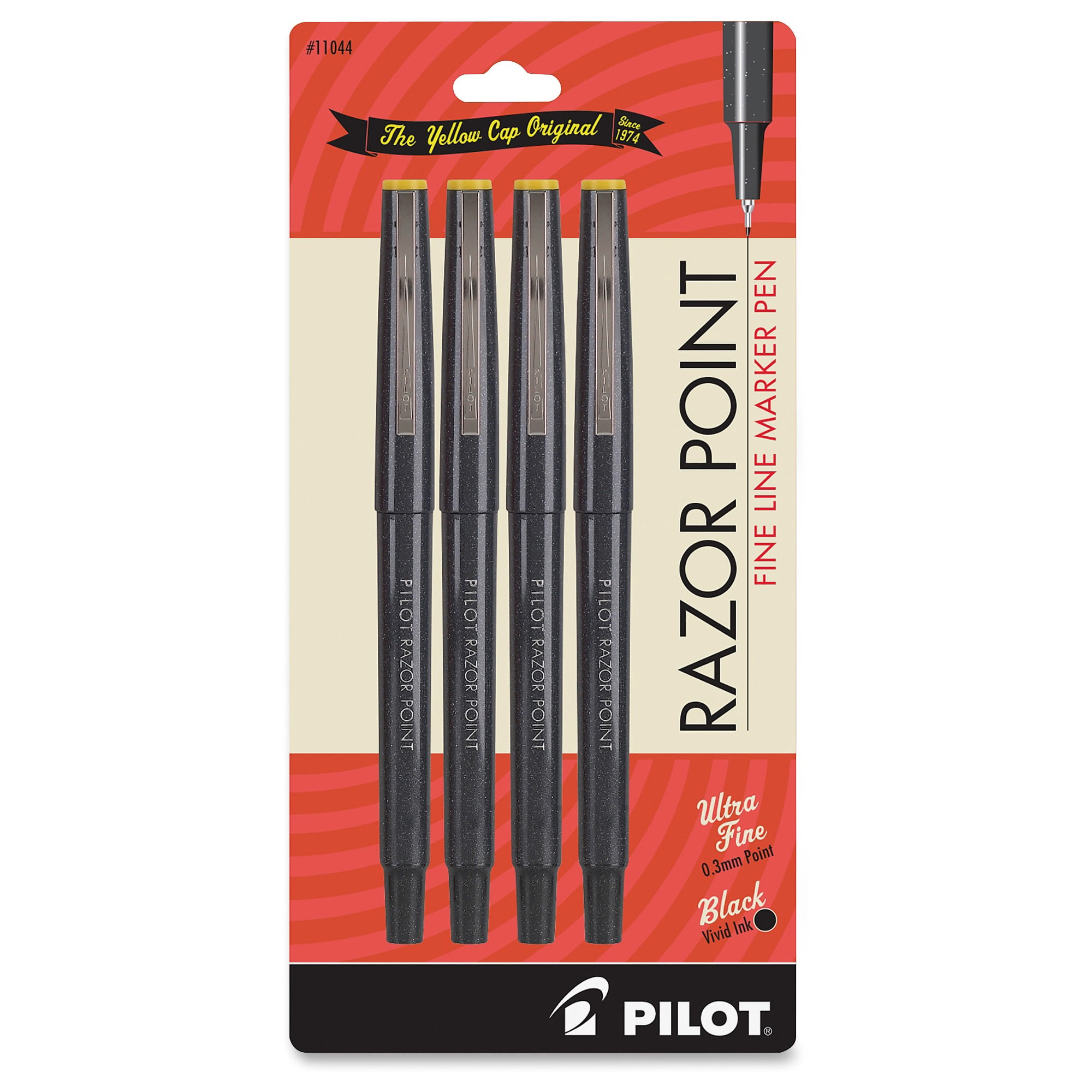 0.3mm 1 PILOT Razor Point Fine Line Marker Stick Pens Black Ink 12 Count Ultra-Fine Point