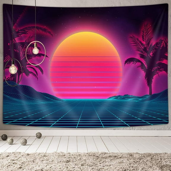Retro 80s Neon Tapestry Wall Decor, Futuristic Decor Wall Tapestry Vaporwave Decor Retro Neon Posters Wall Tapestries, Aesthetic 90s Wall Art Mustic Room Wall Hanging Tapestry for Home, 60X40 Inches