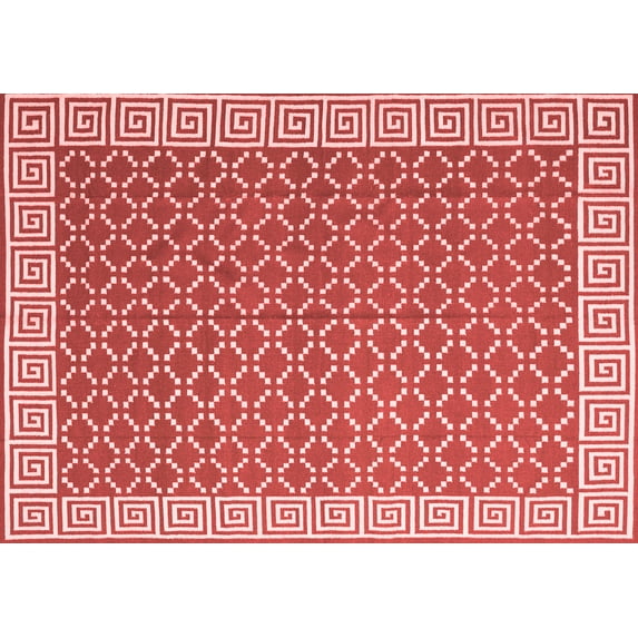 Ahgly Company Indoor Rectangle Abstract Red Contemporary Area Rugs, 8' x 10'