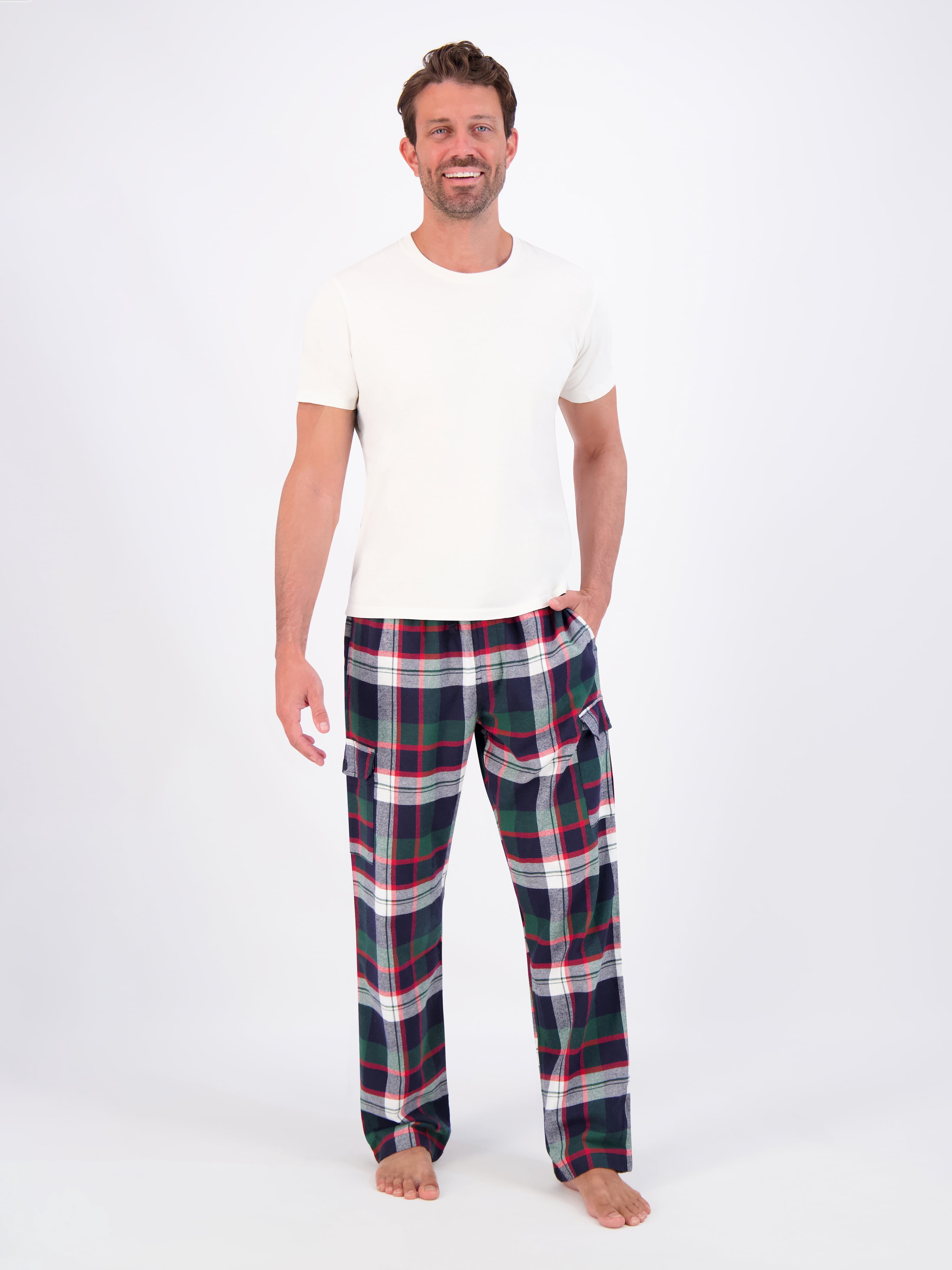 Hanes Men's Flannel Lounge Pajama Pants with Cargo Pockets, Sizes S-XL