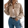 thumbnail image 1 of Chaquetas de con Botones para Mujer, Camisetas de Larga, Tendencia 2025 Caqui XL, 1 of 9