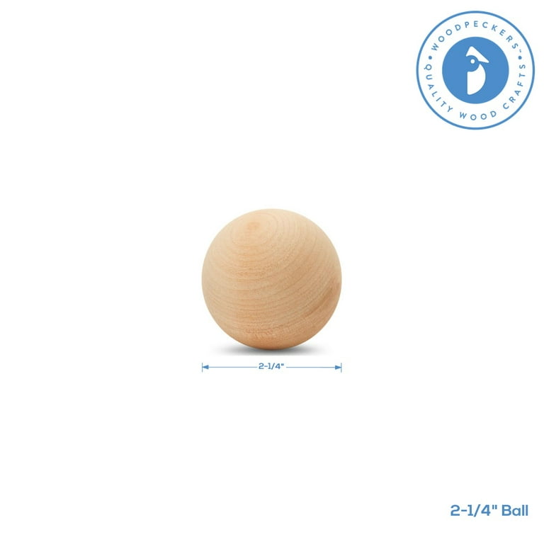 2-1/4 Inch Small Wood Balls, Pack of 10 Wooden Balls for Crafts