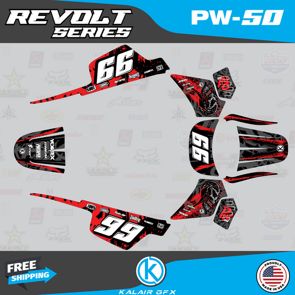 Kalair GFX Graphics Kit for Yamaha PW50 (All Years) Revolt Series