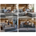 thumbnail image 4 of CHIC HOUSE Oversized Modular Sleeper Sofa, Extra Deep Cloud Sectional Couch with Ottoman Chaise, Fluffy Chenille 8 Seater Couch Bed for Living Room, Villa, Gray, 4 of 8