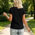 thumbnail image 6 of FAIWAD Shirts for Women Summer Tie Neck Bow Knot Linen Tops Trendy Casual Business Short Sleeve Blouse, 6 of 8