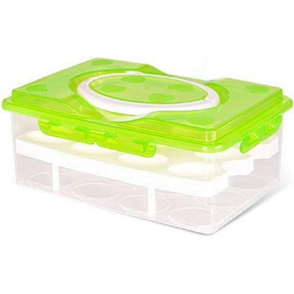 2 Tier Plastic Egg Container Holder,Clear Deviled Egg Tray with Lid Egg Carrier Box Holder for Refrigerator Freezer Storage
