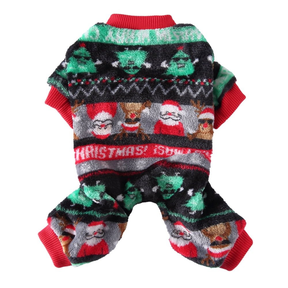 Baywell Christmas Dog Pajamas for Small Dog Boy Girl Fleece Puppy pjs Jammies 4 Leg Dog Clothes ...