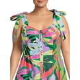 thumbnail image 4 of Terra & Sky Women's Plus Size Button Front Tie Shoulder Dress, 4 of 5