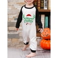 thumbnail image 3 of Elippeo Christmas Family Pajamas Matching Set, Long Sleeve Letters Print T-shirt with Plaid Pants Sleepwear Loungewear, 3 of 5