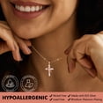 thumbnail image 3 of Beautlace 925 Sterling Silver Cross Moissanite Necklace, Rose Gold Plated D Color VVS1 Rotated Crown Round Cut Simulated Diamond Pendant Necklace Jewelry Gift for Women Wife Lover, 3 of 11