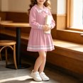 thumbnail image 4 of Long Sleeve Knitted Dresses Girls Princess Pleated Sweater Dress Ribbed Cute Fall Winter School Uniforms Pink, Size 5 Y, 4 of 7