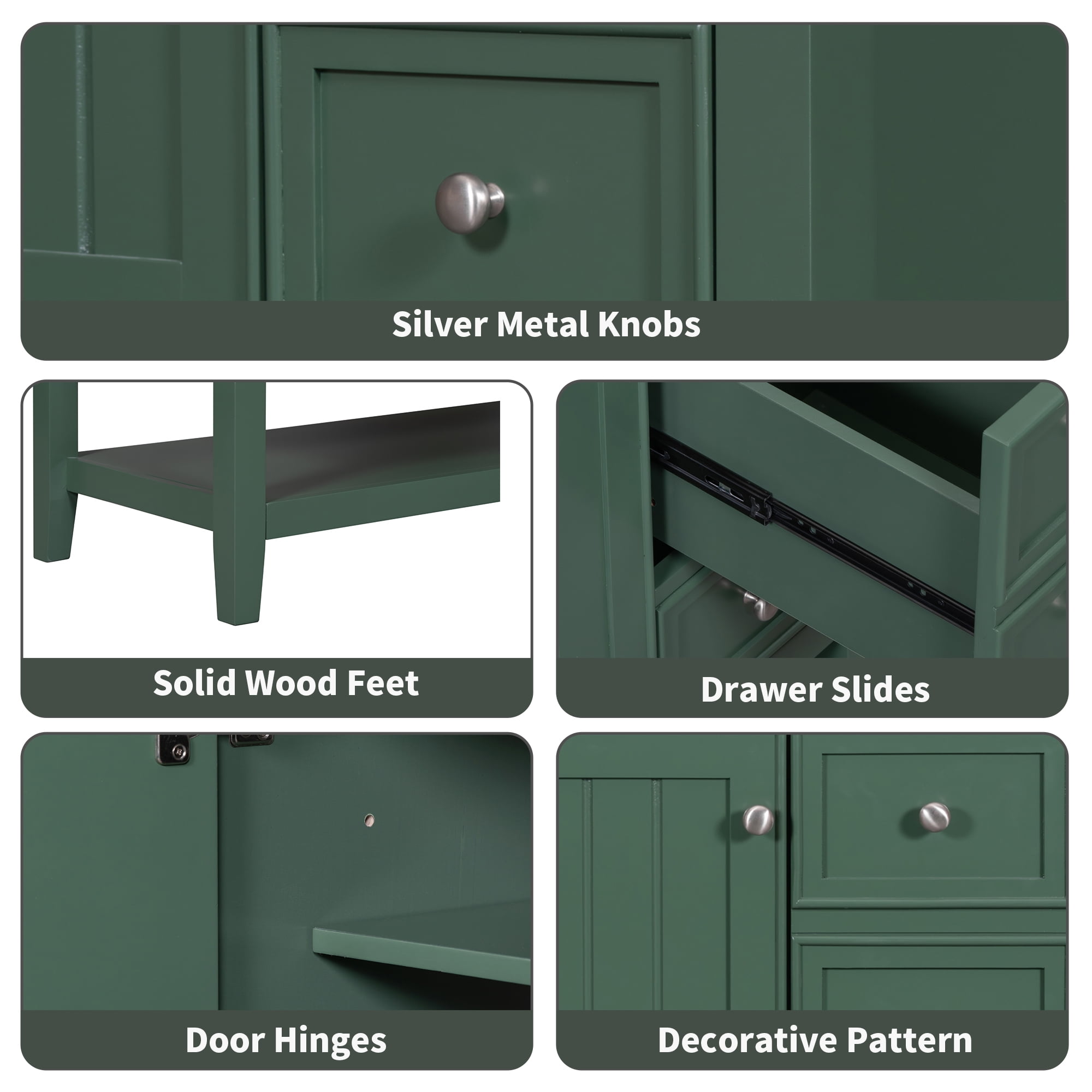Euroco 36" Freestanding Bathroom Vanity with Ceramic Sink, Cabinet, Drawers & Open Shelf – Solid Wood & MDF Structure