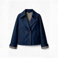 thumbnail image 4 of Tqcoqu Cropped Trench Coat for Women,Long Sleeve Double Breasted Lapel Casual Loose Fit Jackets with Pockets, 4 of 9