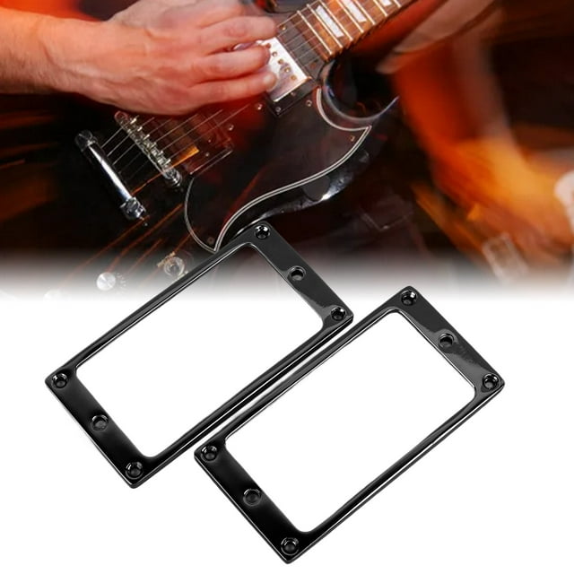 Guitar Pickup Frame, 2PCS 4x4mm Zinc Alloy Flat Humbucker Pickup Mounting Cover Bridge Neck Pickups Cover Frame For Bridge Pickup